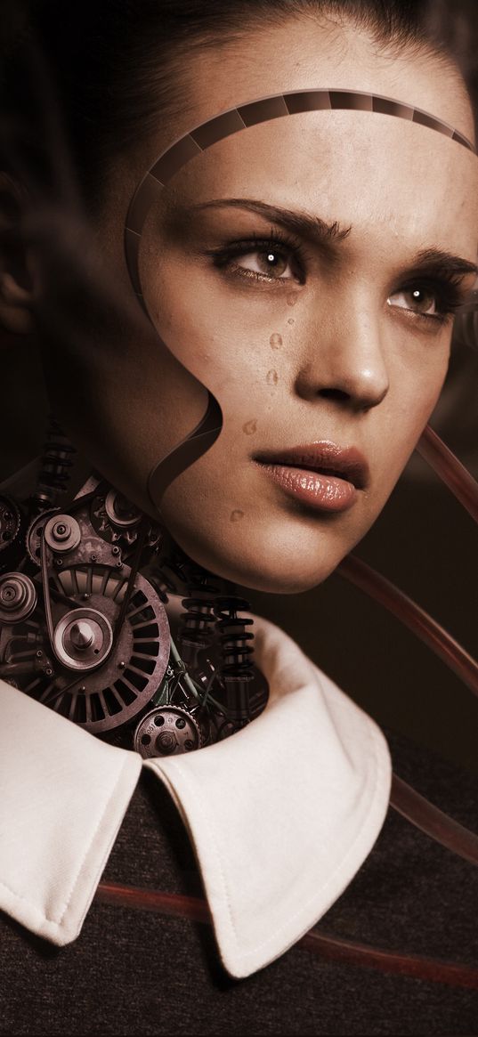 robot, girl, cyborg, future, sadness, tears, feelings, artificial intelligence