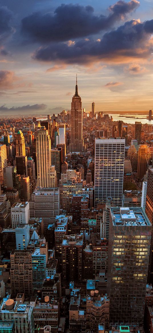 city, view from above, skyscrapers, metropolis, architecture, new york