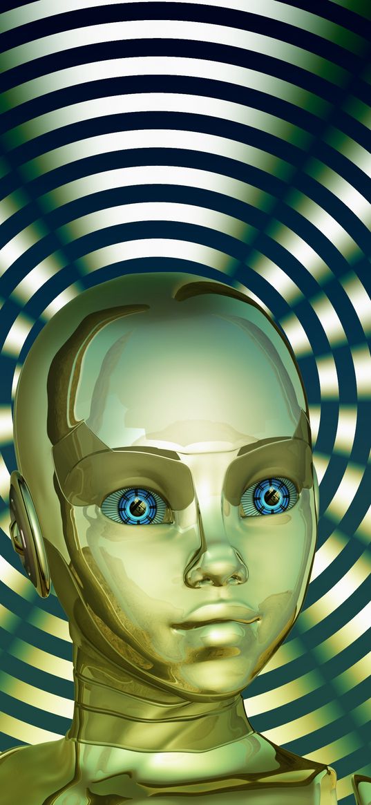 robot, face, golden, circles, cute