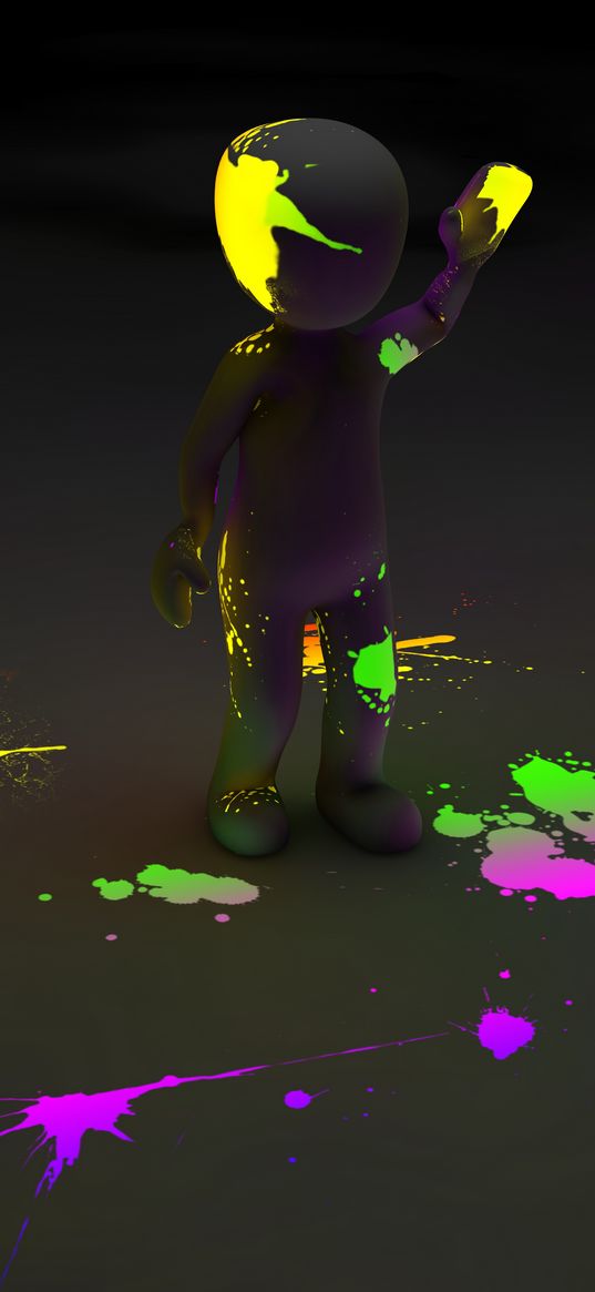 clipart, person, paint, stains, neon, luminescence, fluorescence