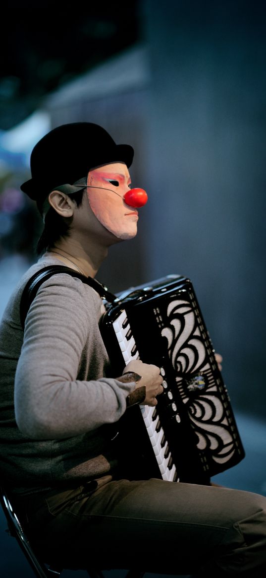 musician, accordion, clown, mask