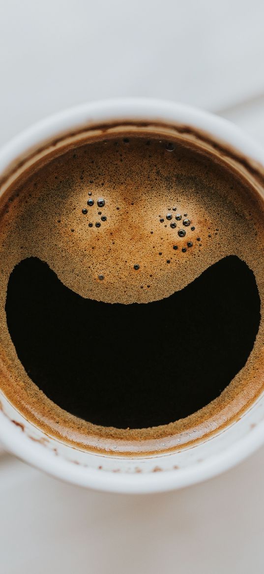 coffee, cup, smile, foam, espresso