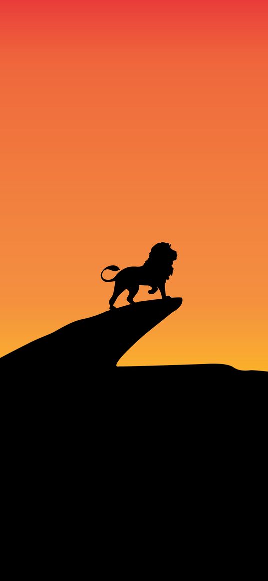 lion, cliff, silhouette, art