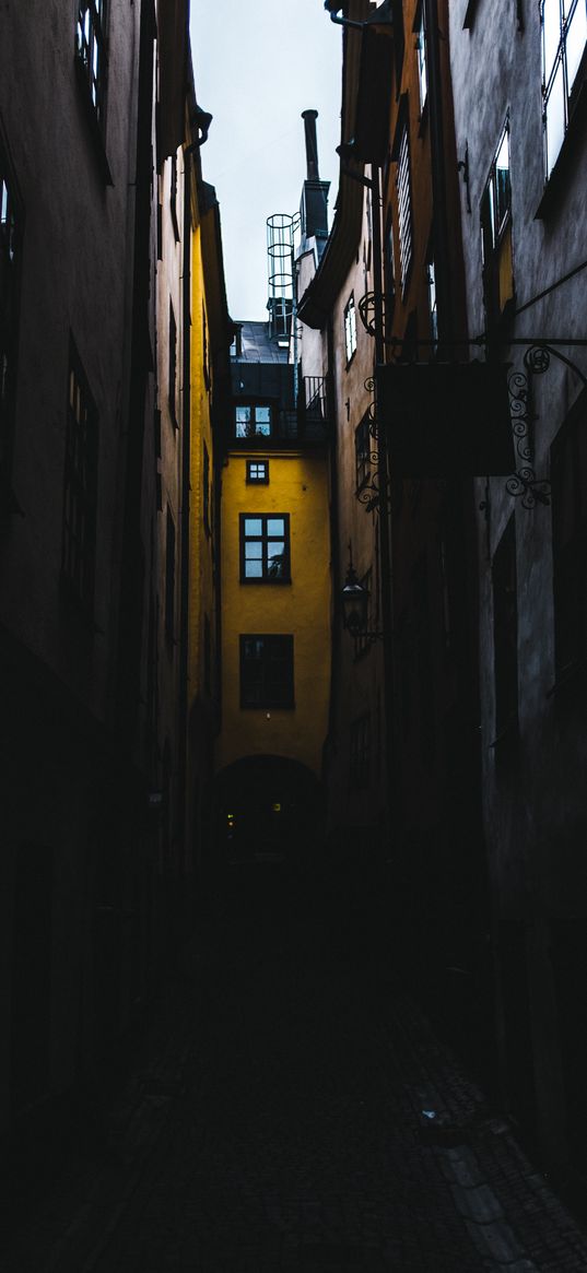 street, evening, lane, buildings, old town, stockholm, sweden