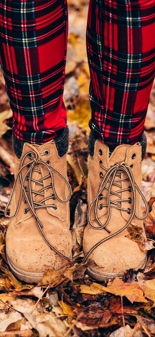 feet, autumn, foliage, boots