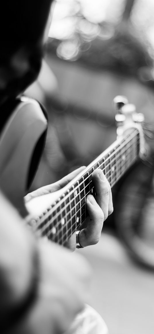 guitar, guitarist, bw, blur, musical instrument