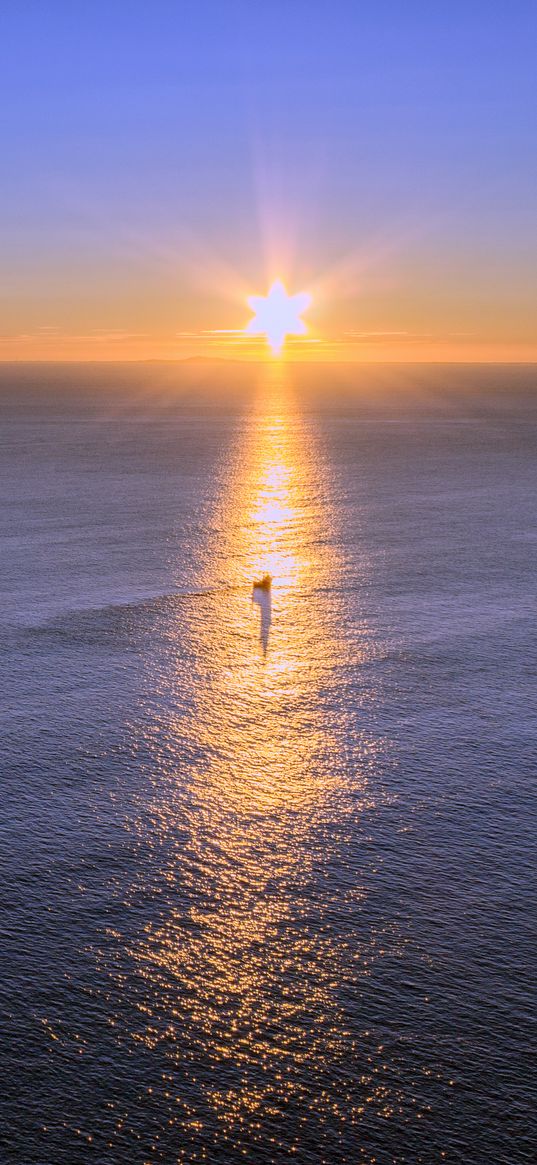 sunset, sea, skyline, scotland