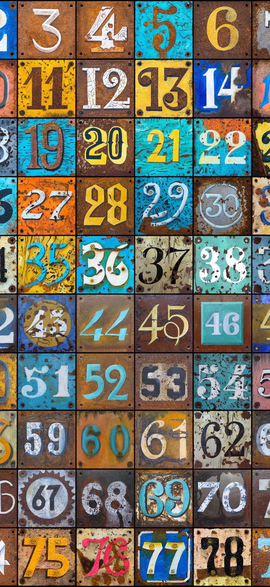 numbers, texture, rust, colorful