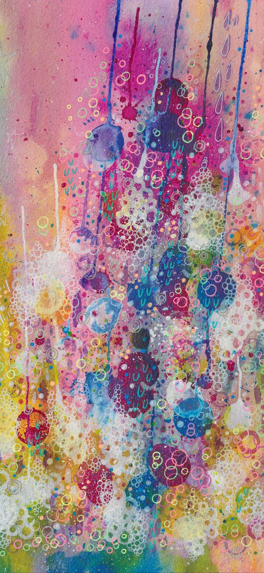 abstraction, patterns, circles, spots, multicolored, watercolor