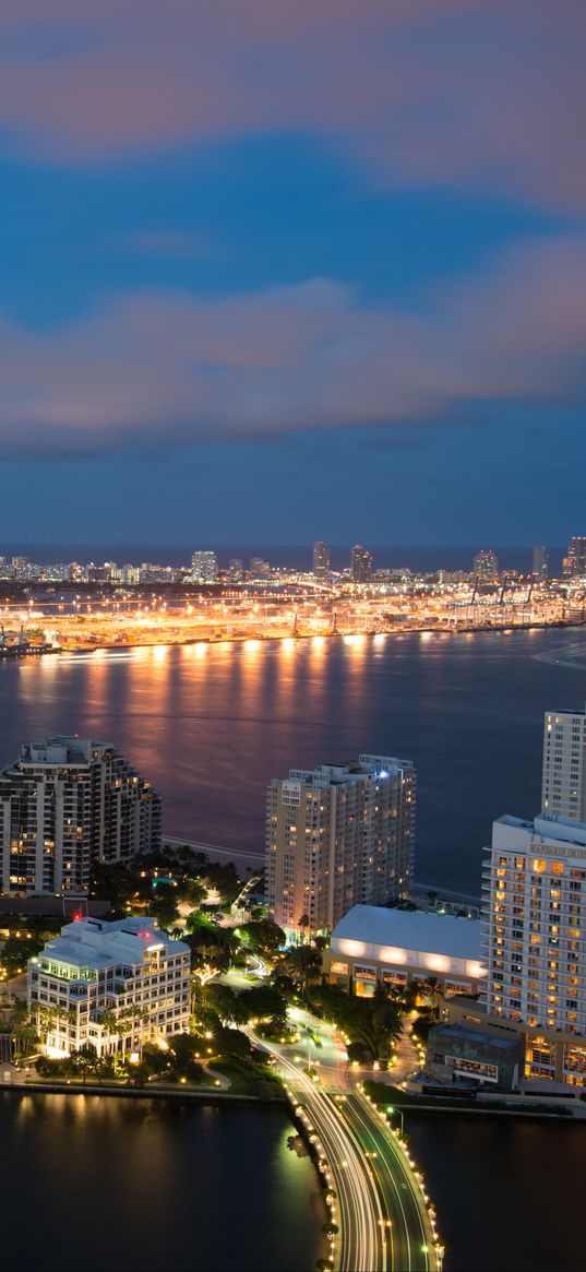 skyscrapers, night city, city lights, architecture, miami