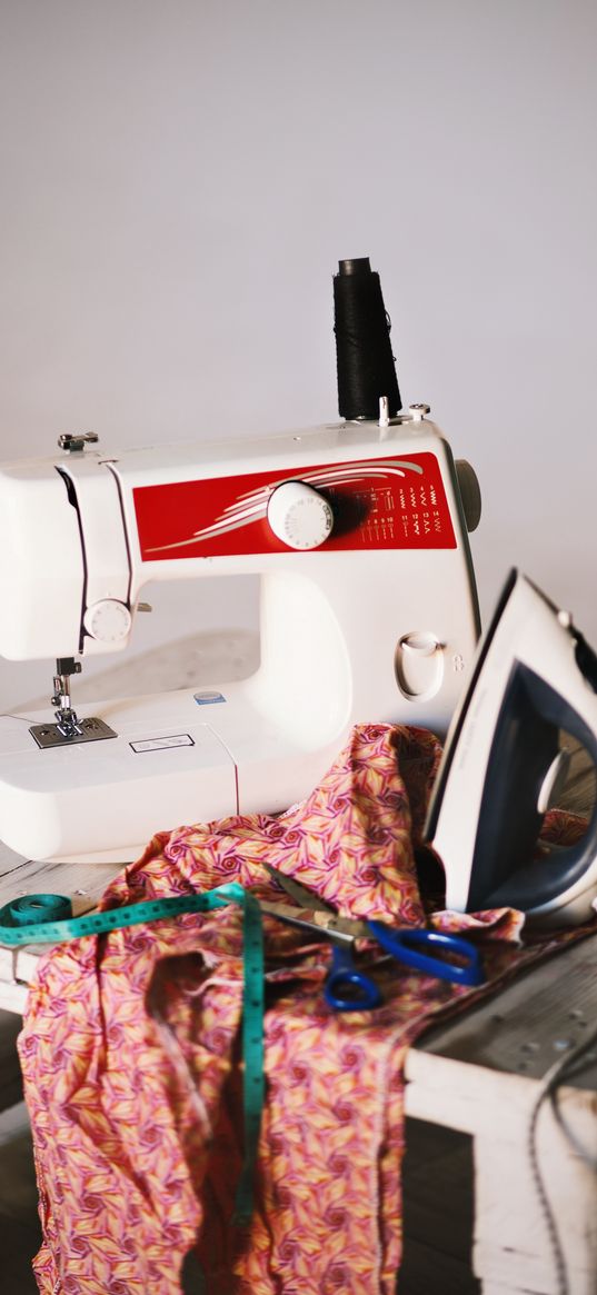 sewing machine, fabric, iron, sewing, design, hobby