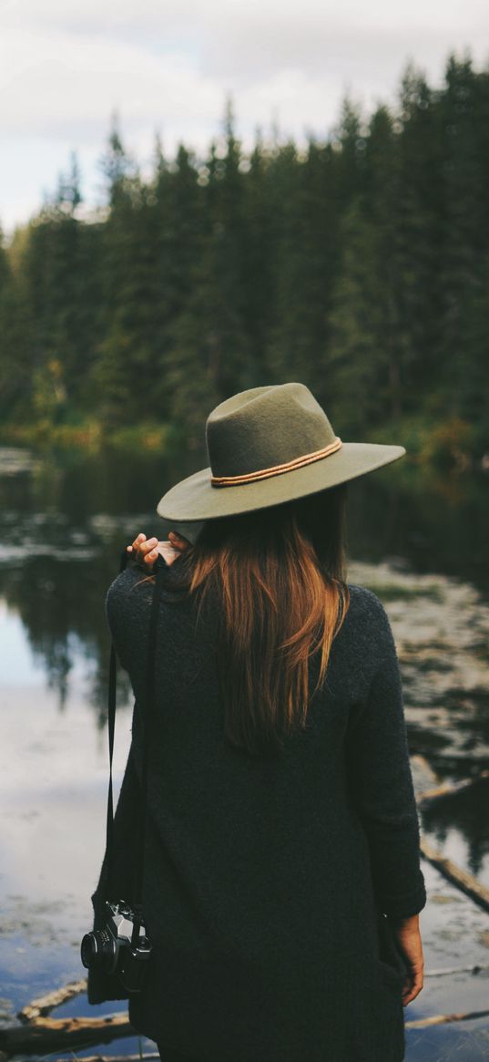 girl, hat, travel, solitude