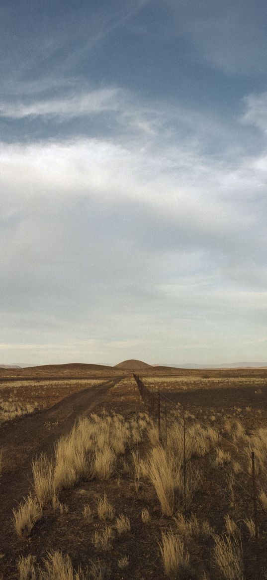 steppe, hills, grass, fence