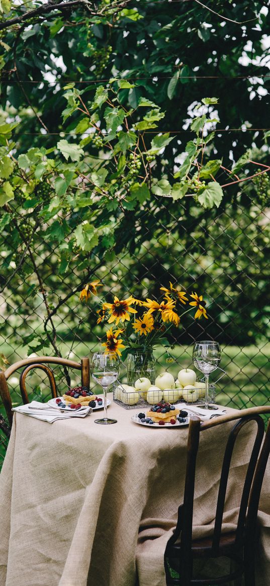 breakfast, laying, table, summer, picnic, nature