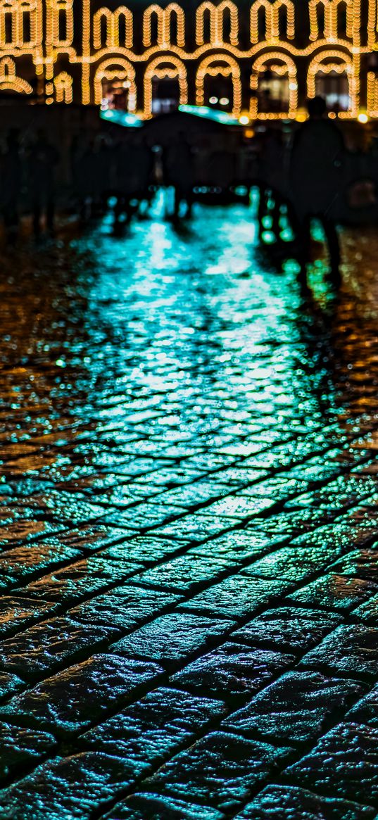 tile, city, night, light