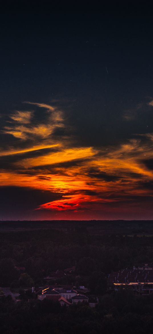 city, sunset, skyline, top view, kecskemet, hungary