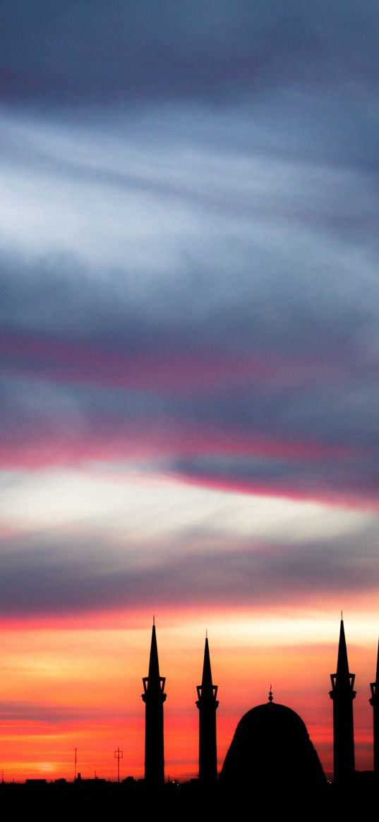 sunset, architecture, mosque, sky