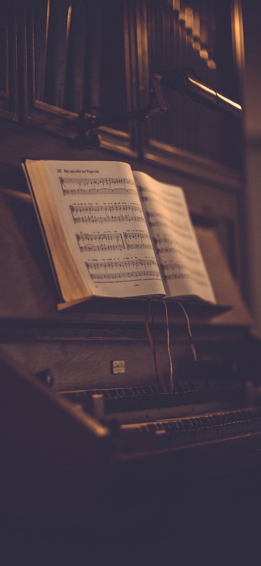 organ, musical instrument, sheet music