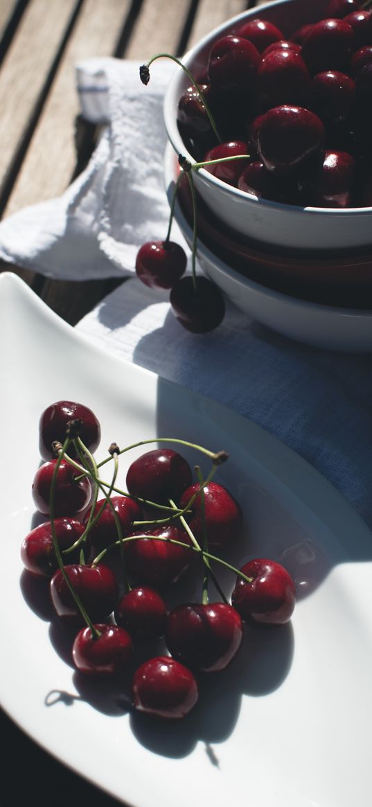 cherries, cherry, berry, plate, summer