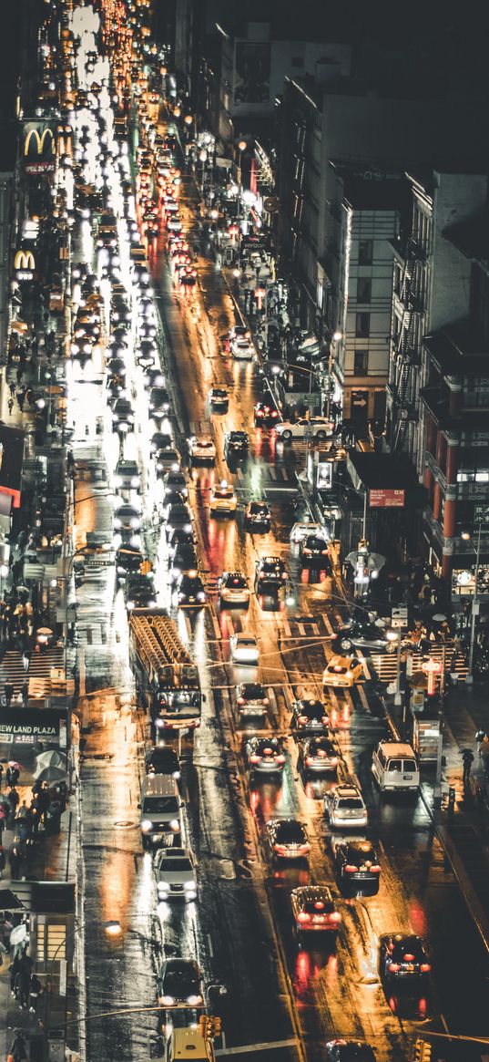 traffic, night city, road, movement