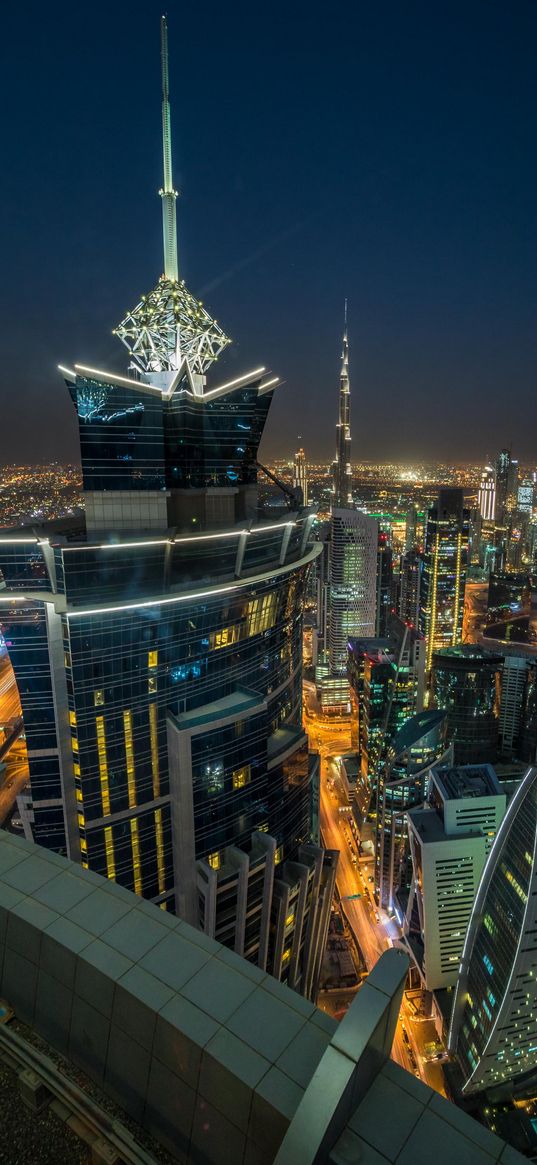 skyscraper, night city, city lights, jw marriott marquis, dubai