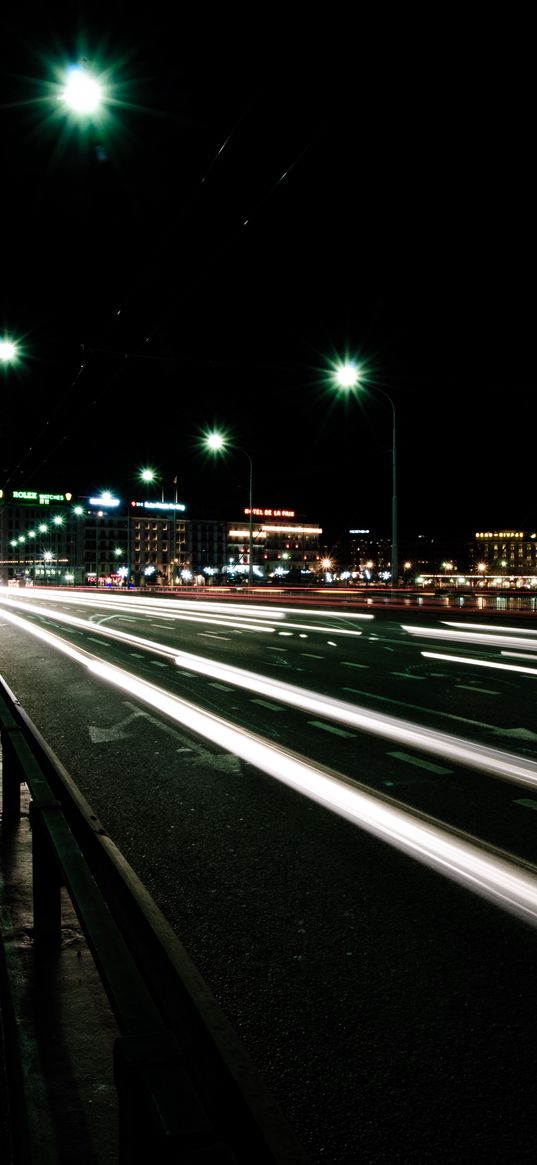 night city, road, traffic, city lights, geneva