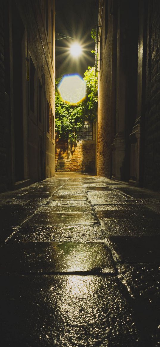 lane, night, rain, wet, tile, venice, italy