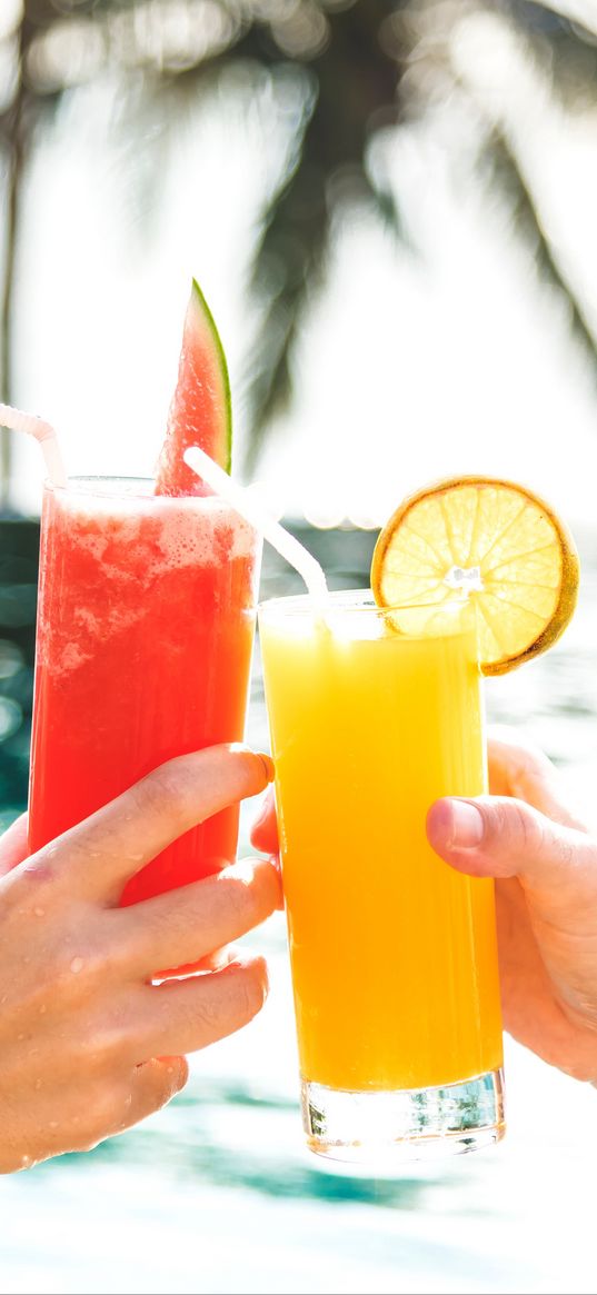 juice, summer, hands, fruit