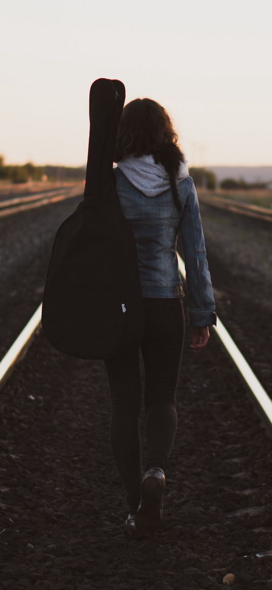 musician, railway, guitarist, alone