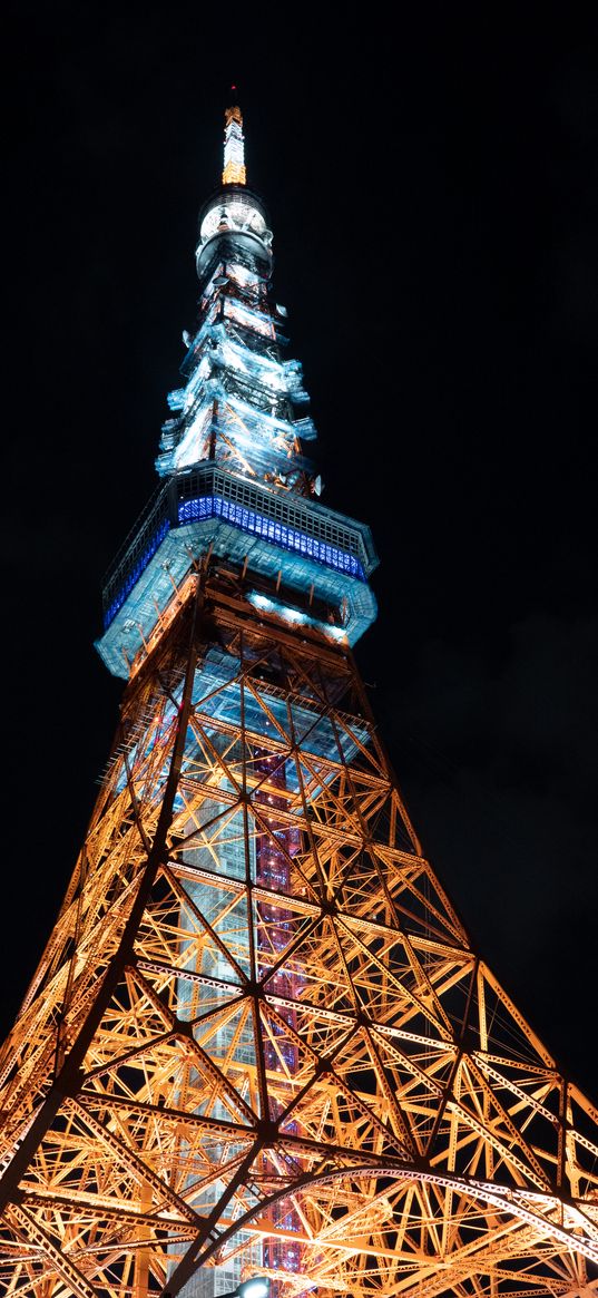 tower, architecture, construction, lighting, tokyo, japan