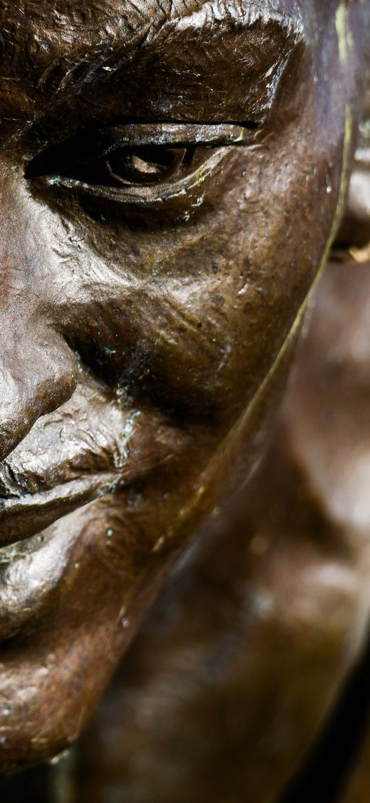 sculpture, face, bronze