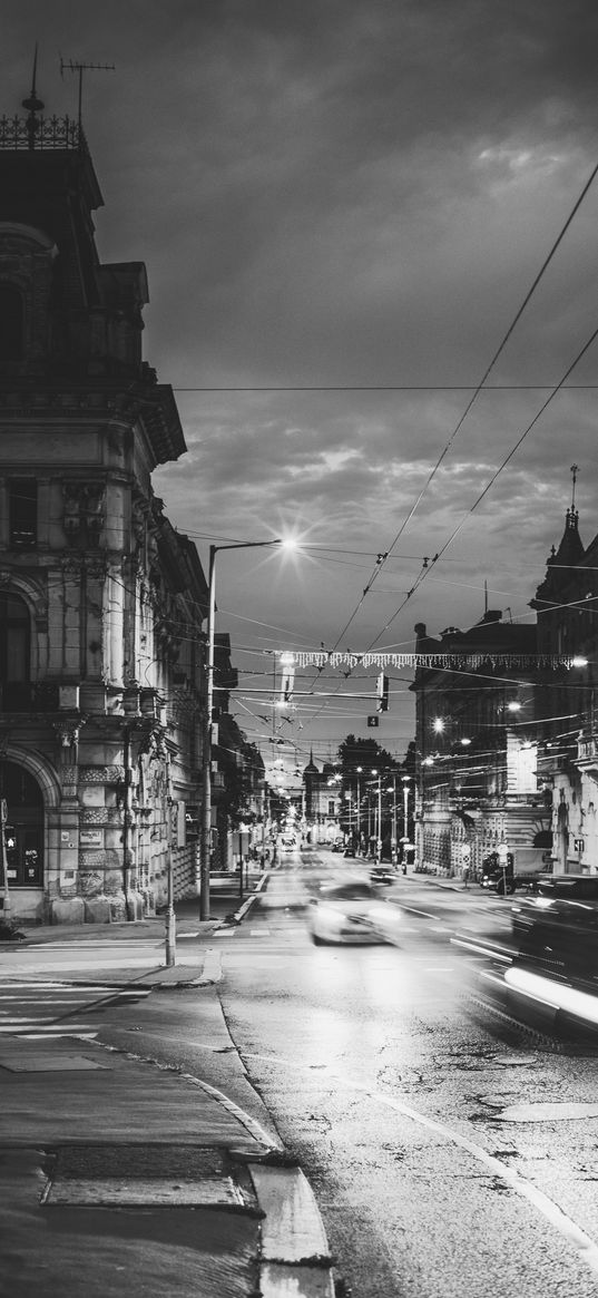 night city, bw, street, movement, szeged, hungary