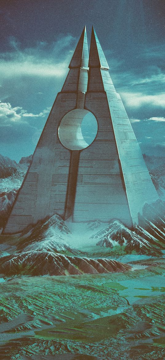 pyramid, inverted, concept, art