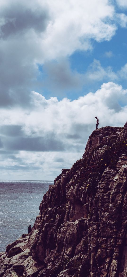 cliff, man, bluff, loneliness, lisbon