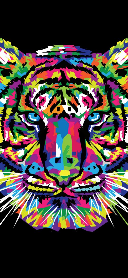 tiger, art, multicolored, ornament, vector