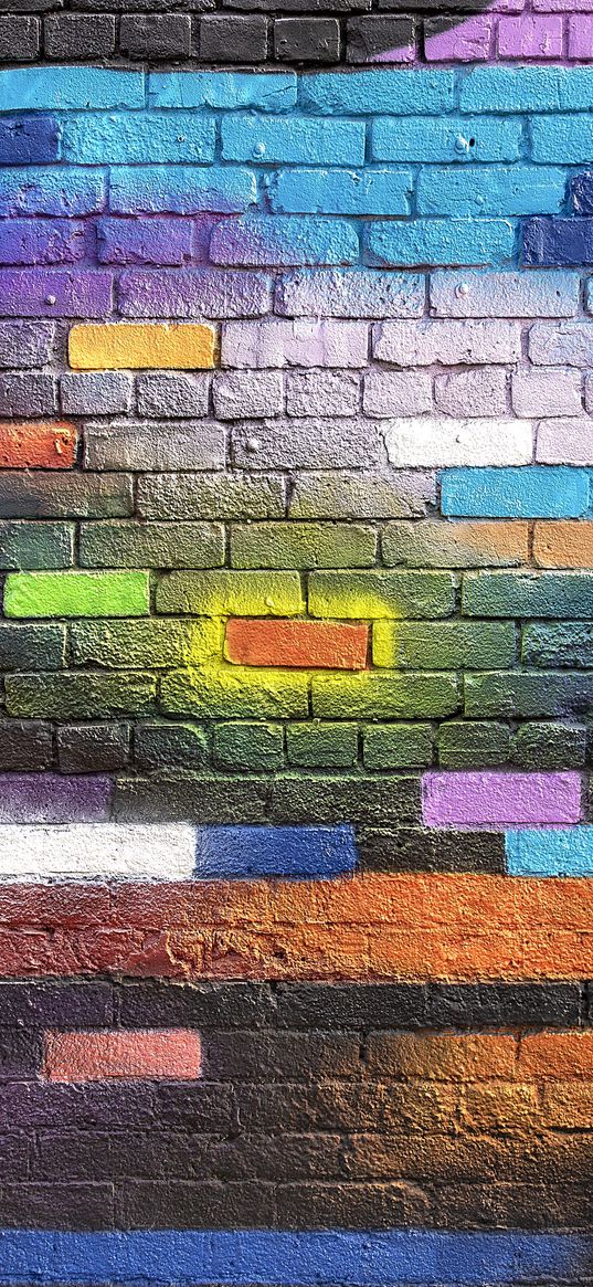 wall, brick, colorful, paint, street art, graffiti