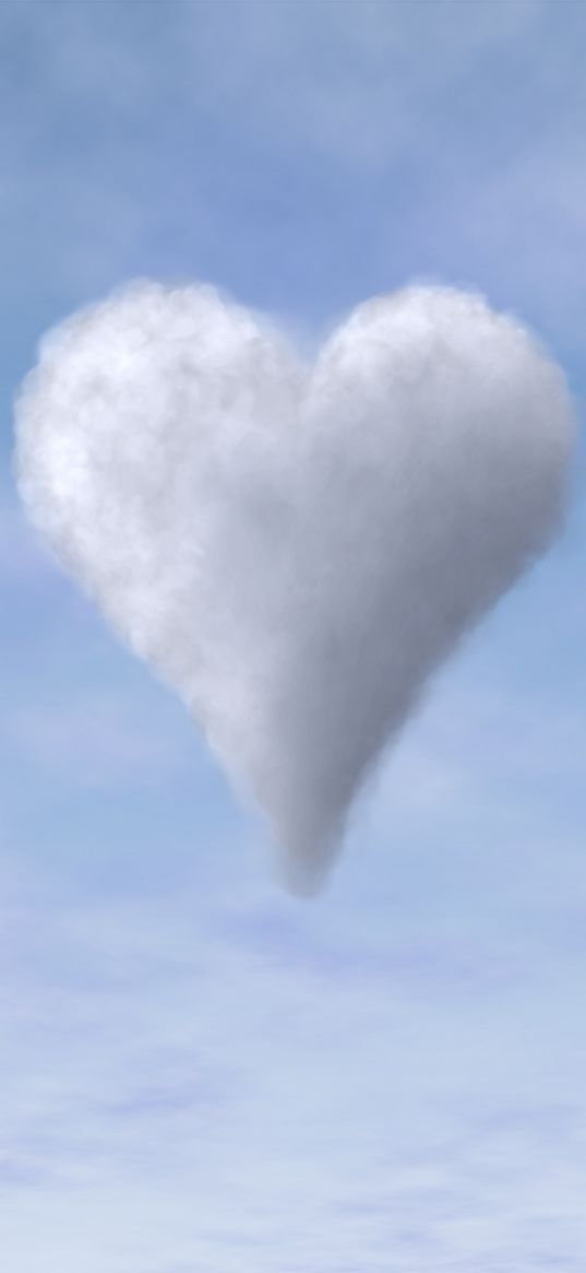 heart, clouds, sky, porous, lightness