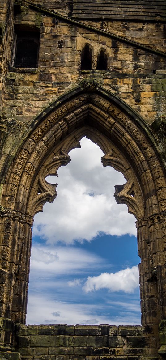 window, arch, architecture, ruins, gisborough priory, england, ancient