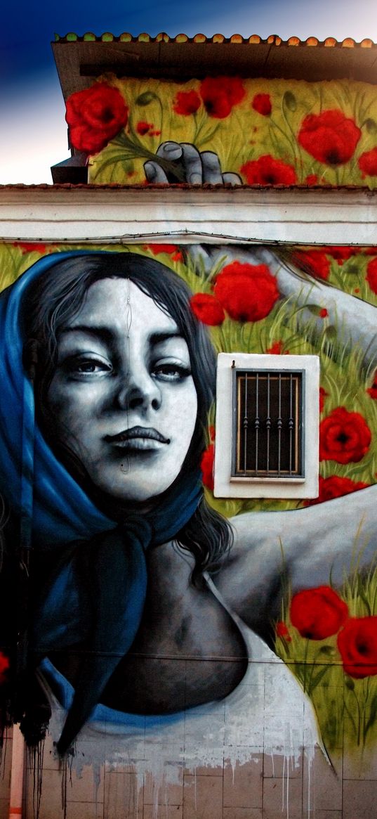 graffiti, portrait, girl, street art, art, wall