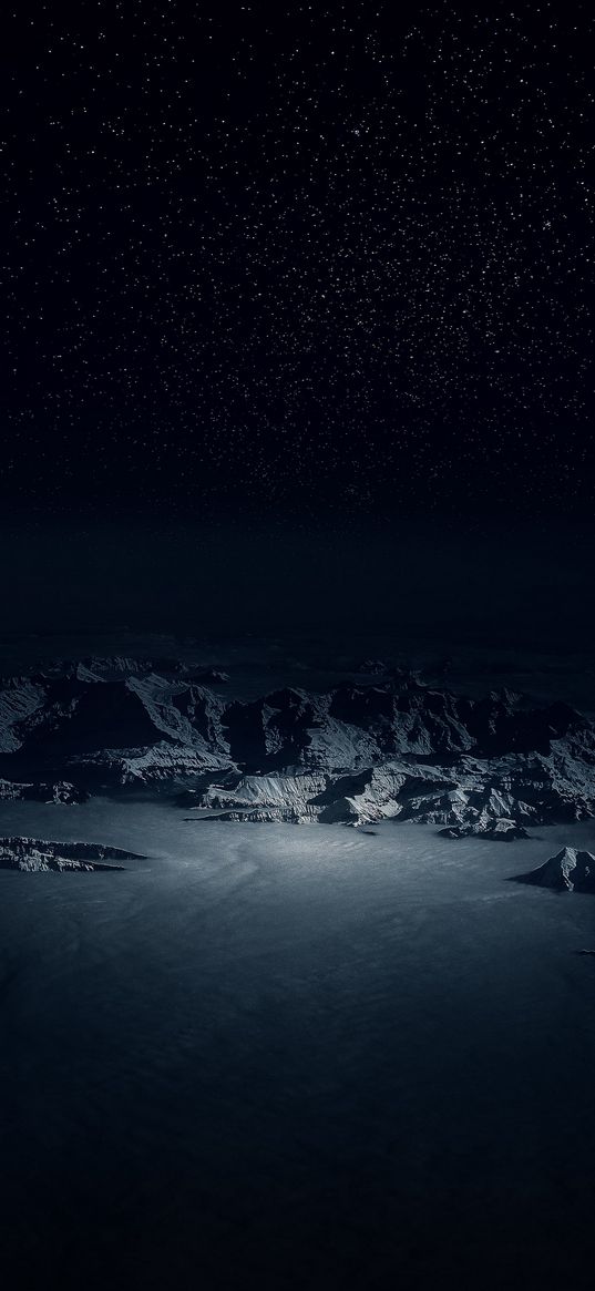 glacier, starry sky, snow, night