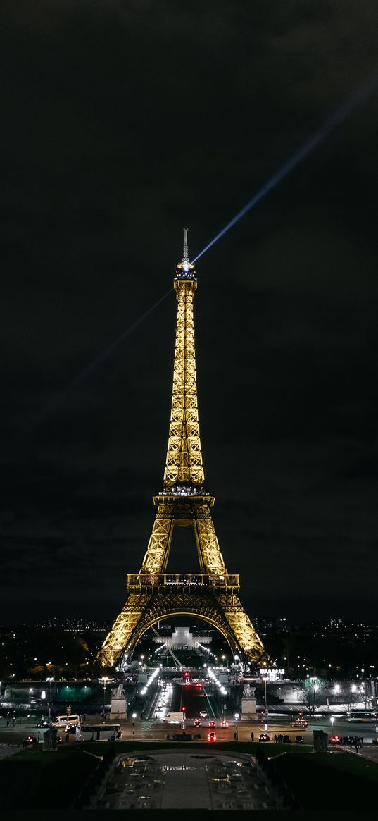 eiffel tower, paris, night city, city lights, france