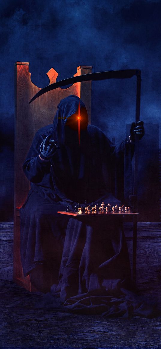 grim reaper, chess, art, creepy