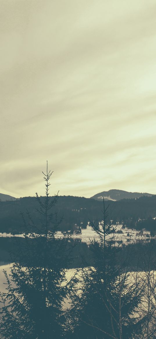 mountains, lake, bw, romania