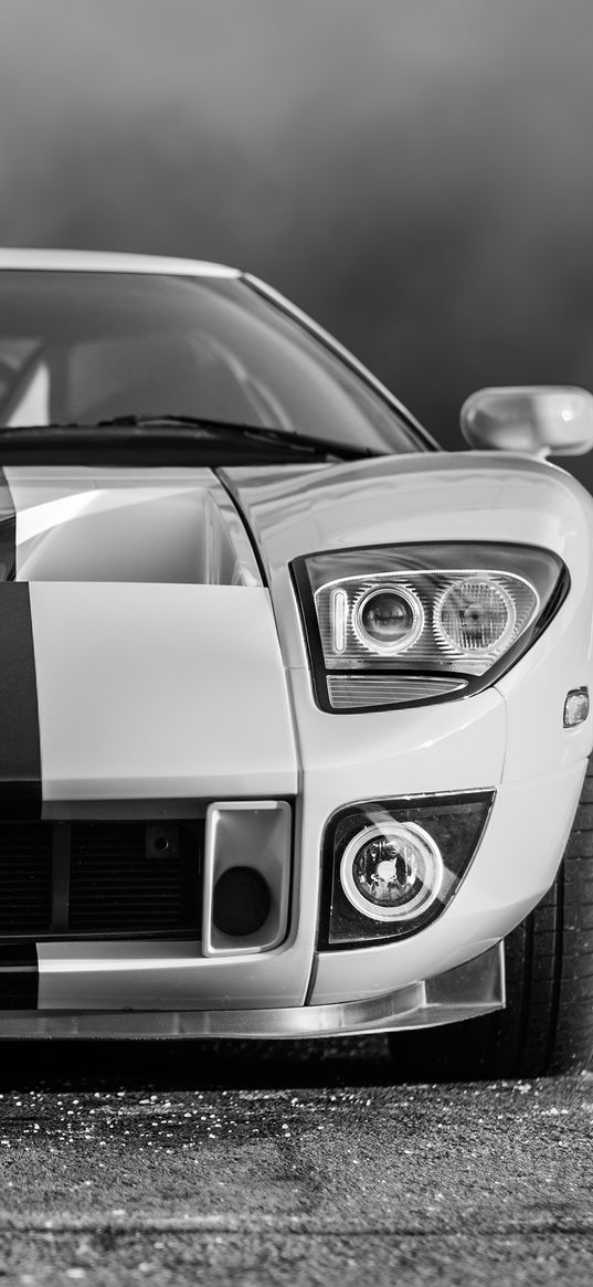 ford gt, ford, bw, lights