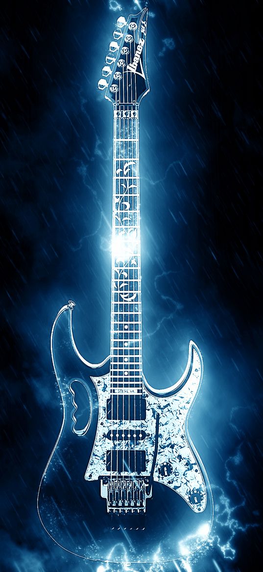 guitar, art, lightning, musical instrument