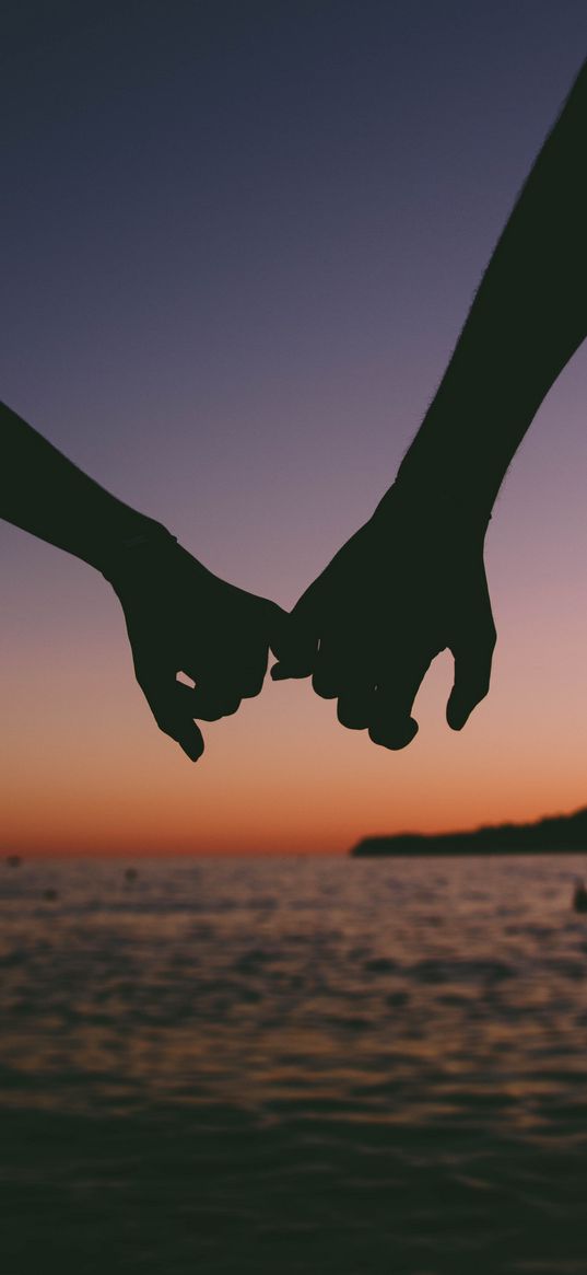 hands, silhouettes, love, sunset, blur