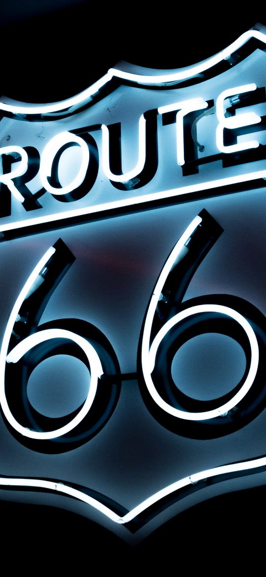 route 66, neon, numbers, inscription