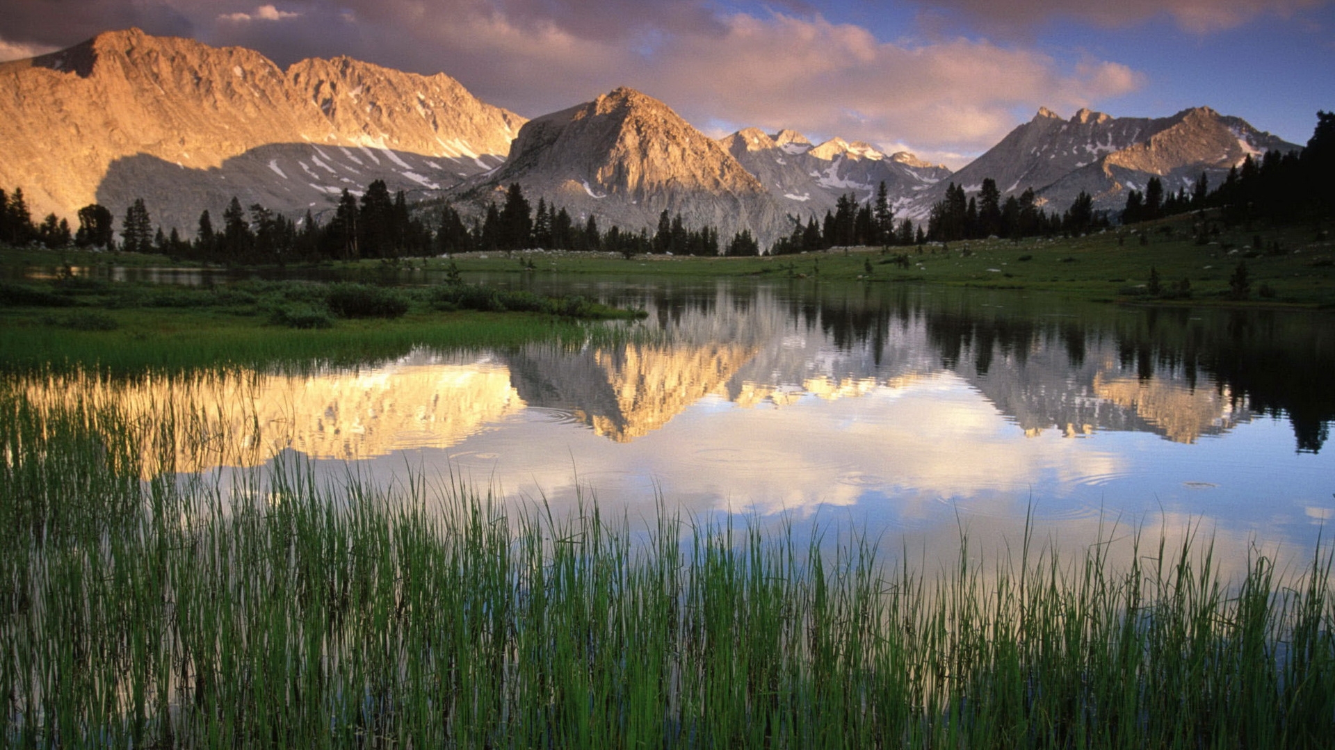 mountains, lake, canes