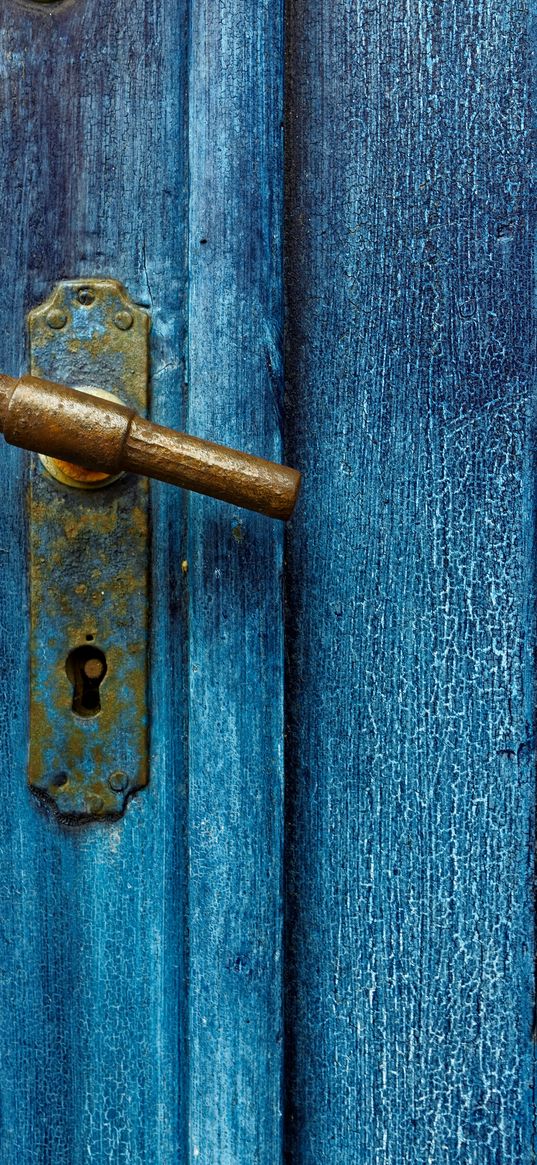 door, door handle, blue, paint, old