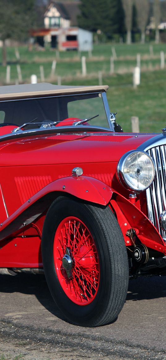 ac, six, 1680 competition, red, retro, side view, cars, grass